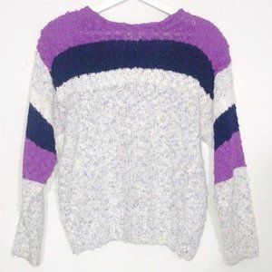 Chunky Vintage Knit Purple, Blue & White Sweater M